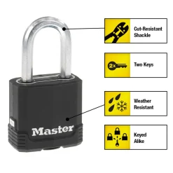 Covered Laminated Steel Padlock, Pin Tumbler, 1-7/8 in Wide