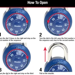 Dial Combination Lock with Aluminum Cover, Assorted Colors, 1-7/8 in Wide