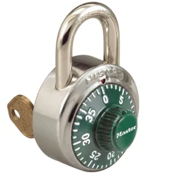 1-7/8in (48mm) General Security Combination Padlock with Key Control Feature and Green Colored Dial