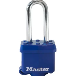 1-9/16in (40mm) Wide Covered Laminated Steel Pin Tumbler Padlock with 2in (51mm) Shackle; Blue