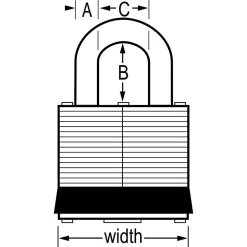 1-3/4in (44mm) Wide Laminated Brass Pin Tumbler Padlock with 5-3/4in (15cm) Shackle, Keyed Alilke