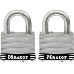 2in (51mm) Wide Laminated Stainless Steel Pin Tumbler Padlock; 2-Pack
