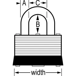 Laminated Steel Padlock, Warded Lock, 1-3/4 in Wide