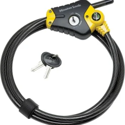 Yellow/Black Adjustable Python Braided Steel Cable Lock, 6 ft x 3/8 in